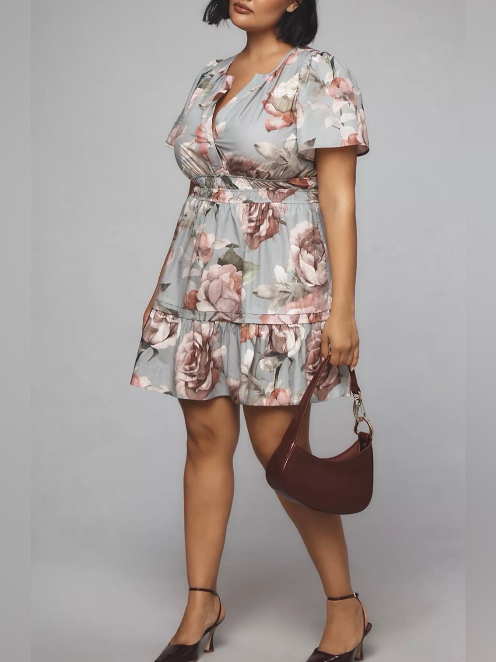 Anthropologie loverlygrey somerset mini dress size L in grey floral
